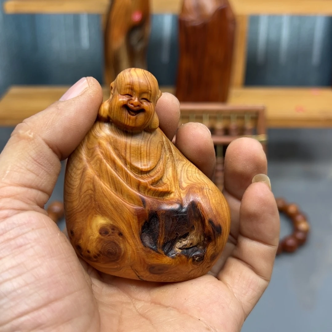 过***客木崖柏木摆件手把件