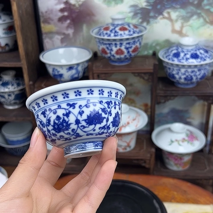 杯子缠枝莲小压手