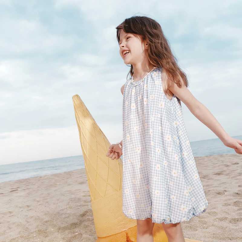 littlemoco童装25夏新款儿童棉质背心无袖法式连衣裙#KBE2DRS026