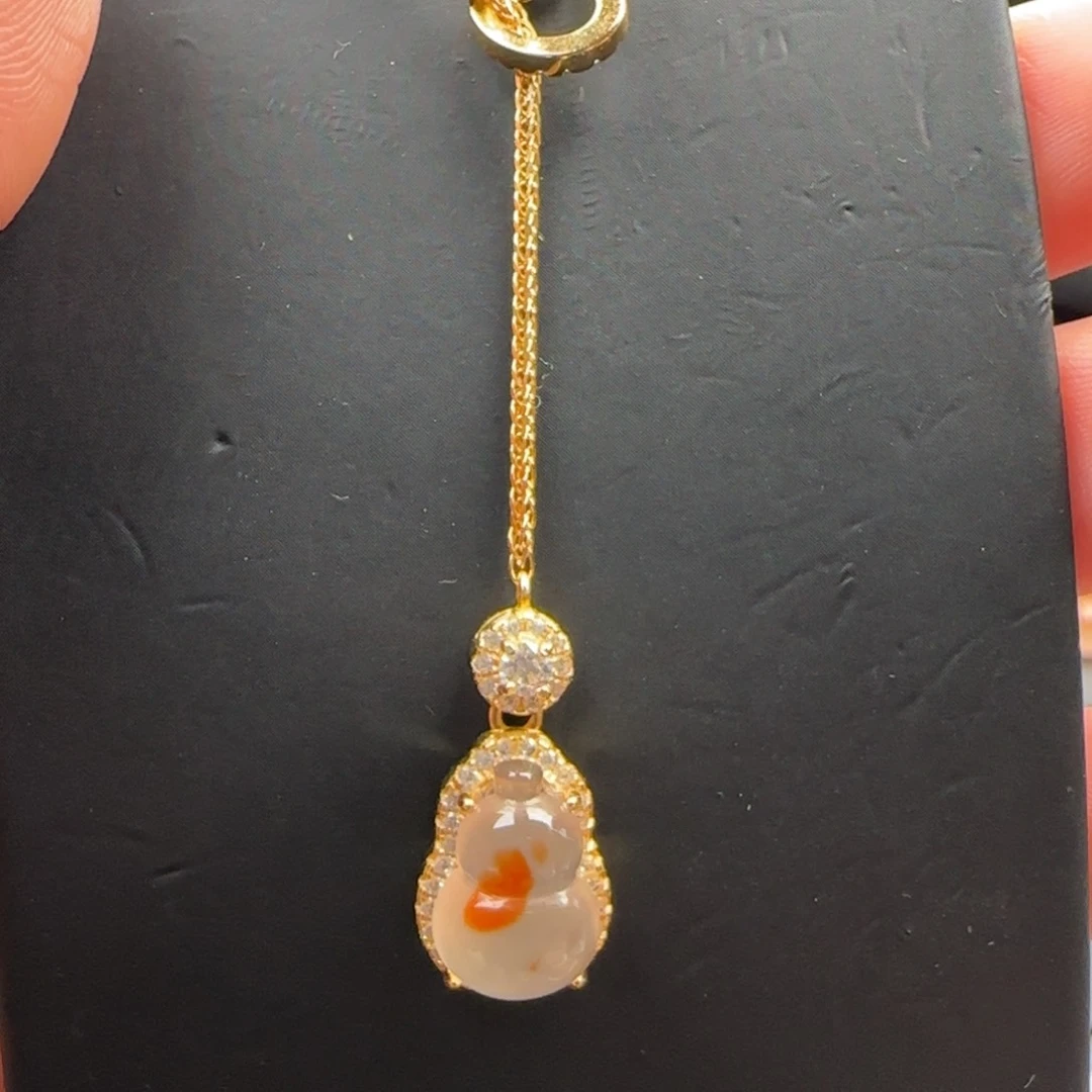 南红玛瑙银S925镀金镶嵌冰飘葫芦