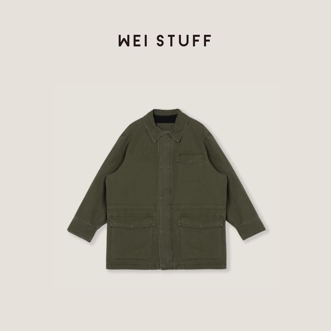 WEI STUFF“复古巴恩”军调工装复古做旧翻领宽松休闲外套 9710