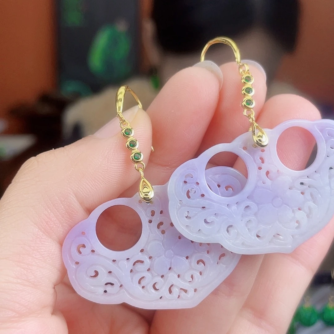 翡翠银S925镶嵌耳饰