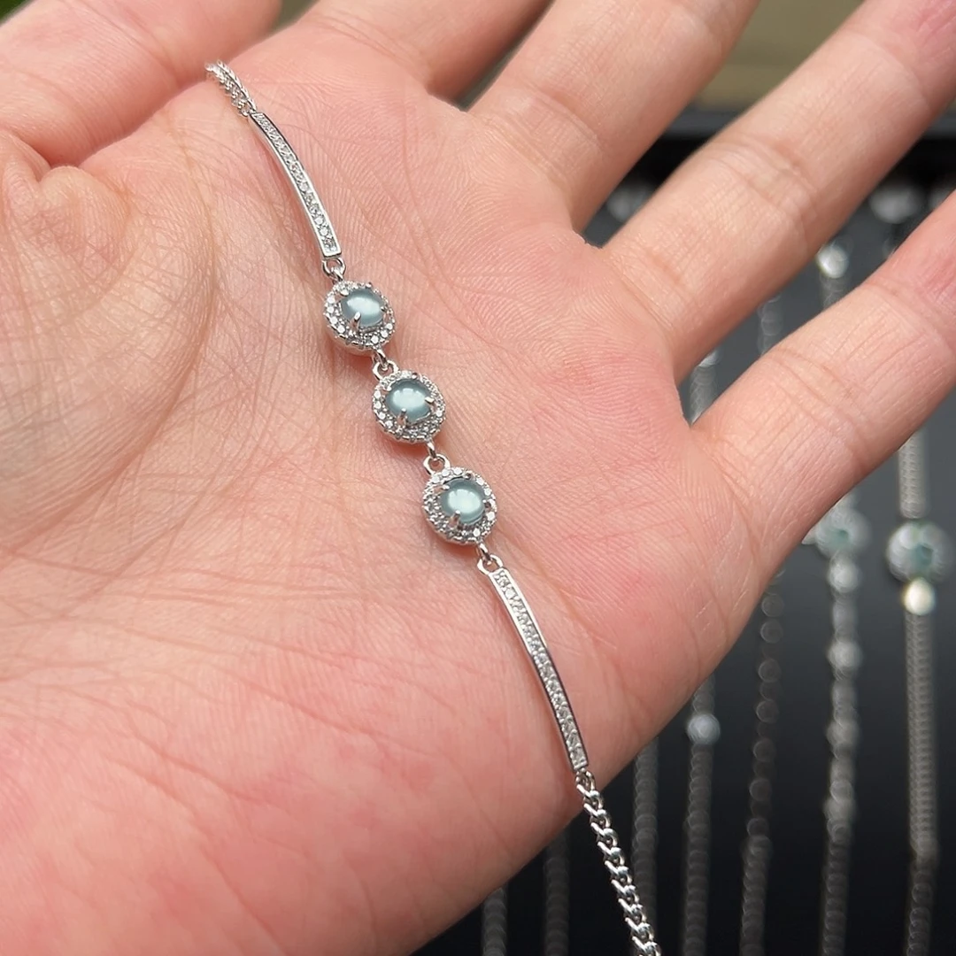 翡翠银S925镶嵌手链