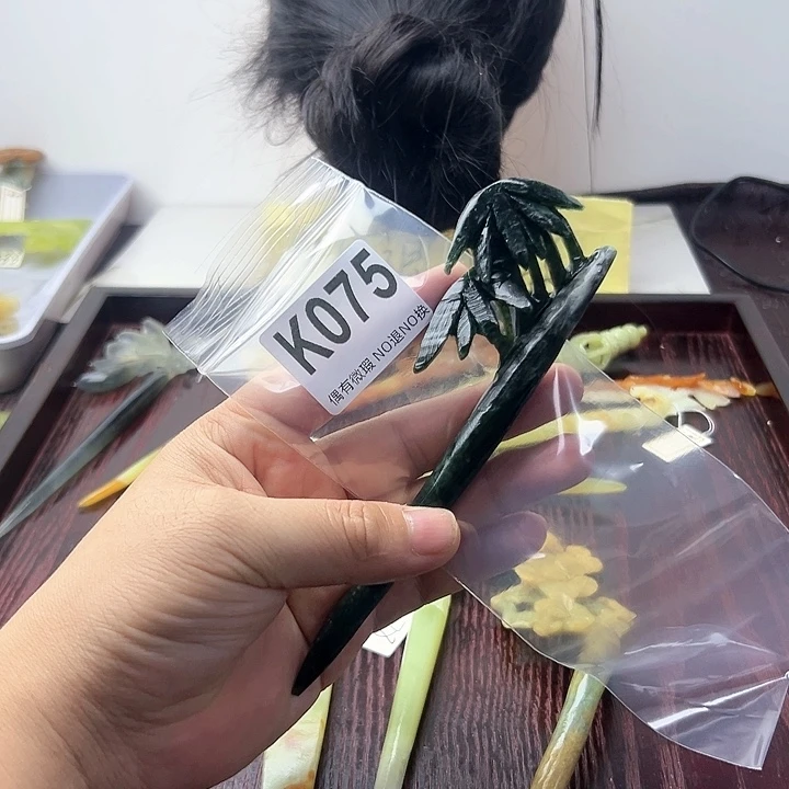 蛇纹石玉发饰合金欣*