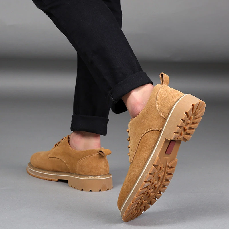 马丁鞋男真皮秋季男鞋潮鞋低帮百搭马丁靴休闲翻毛皮鞋英伦工装鞋