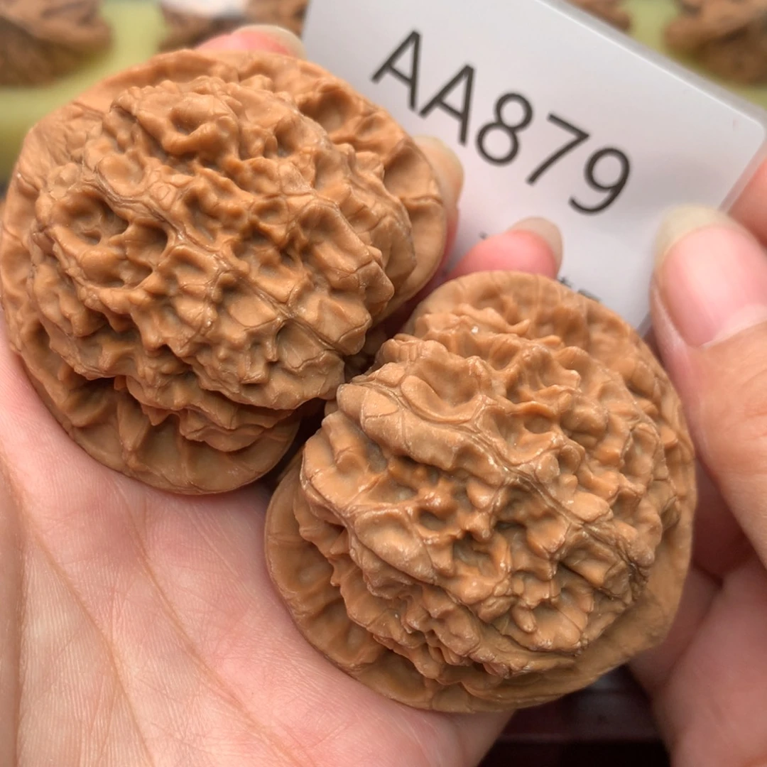把件文玩核桃直棱红皮官帽52