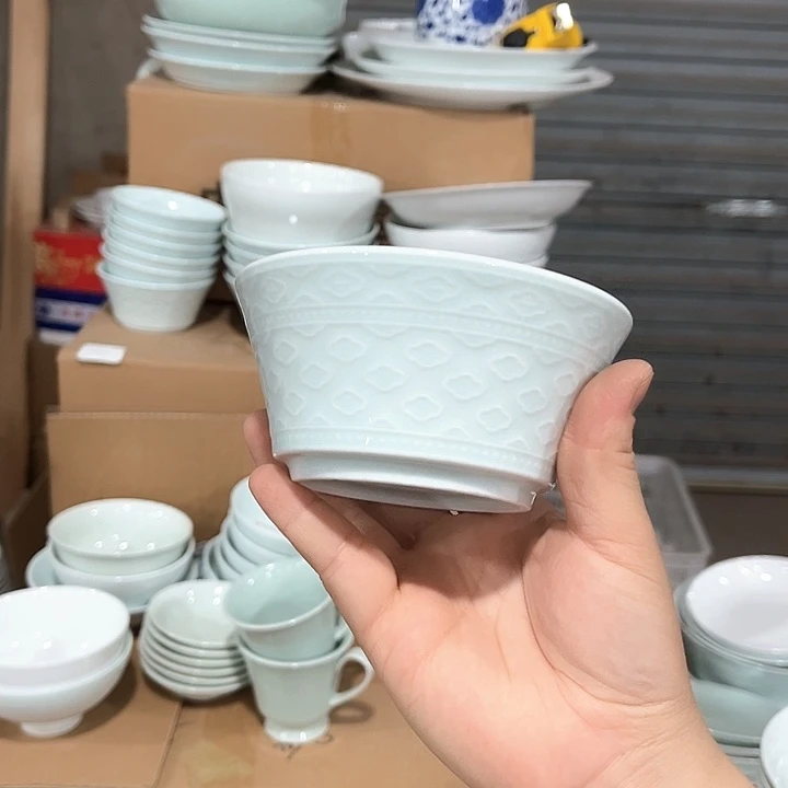 瓷片如意4.5英寸米饭碗六个，微瑕包邮