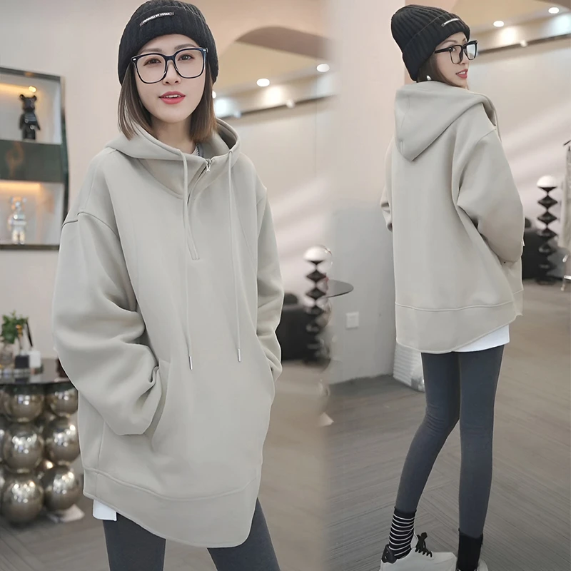 中长款卫衣女爆款2025春秋新款洋气连帽大气上档次上衣炸街高级感