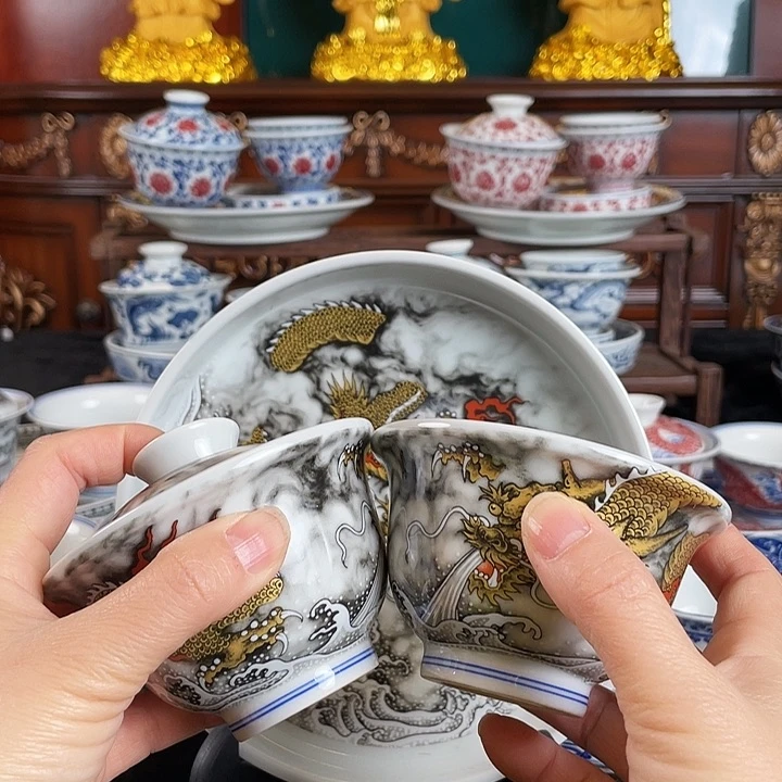 金龙三件套茶具景德镇