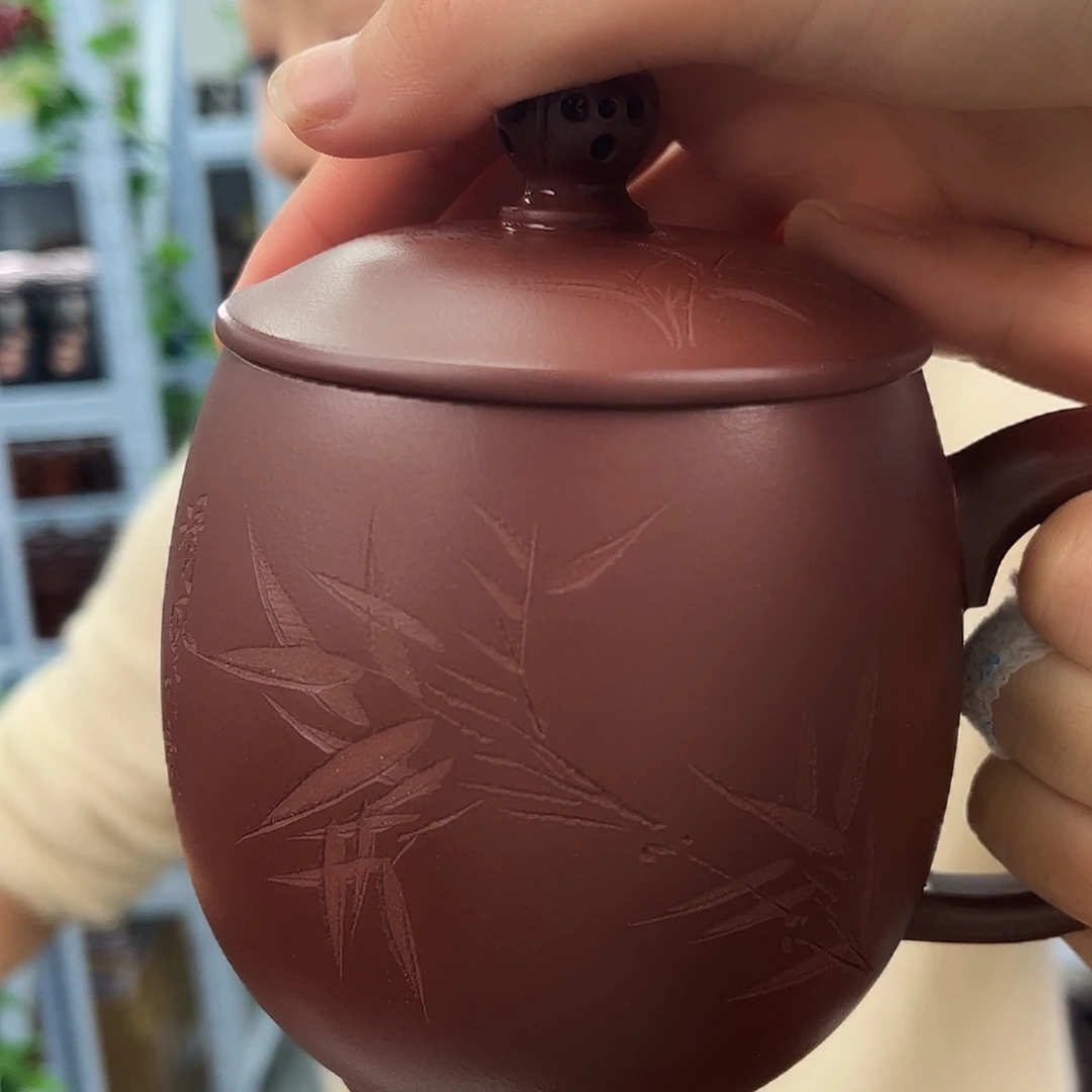 宜兴原矿紫砂全手工盖杯