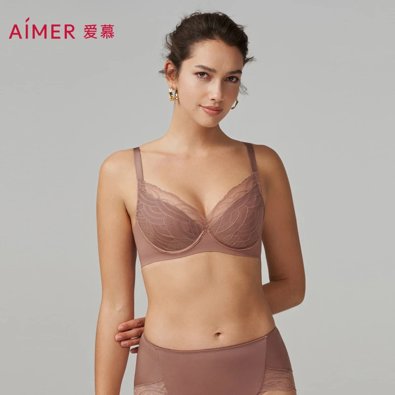 爱慕简韵4/4软托悬浮女士薄杯蕾丝轻薄舒适聚拢透气文胸AM138771