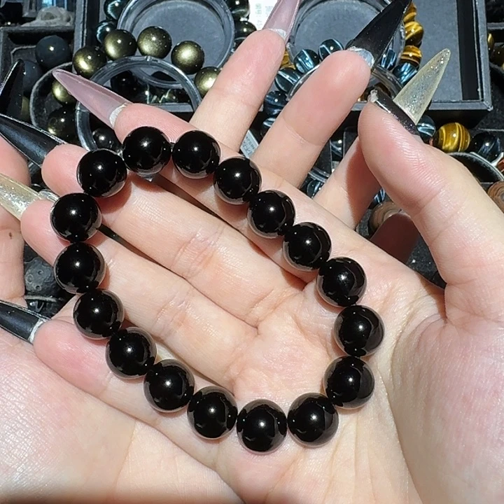 老***闲黑曜岩未镶嵌手链