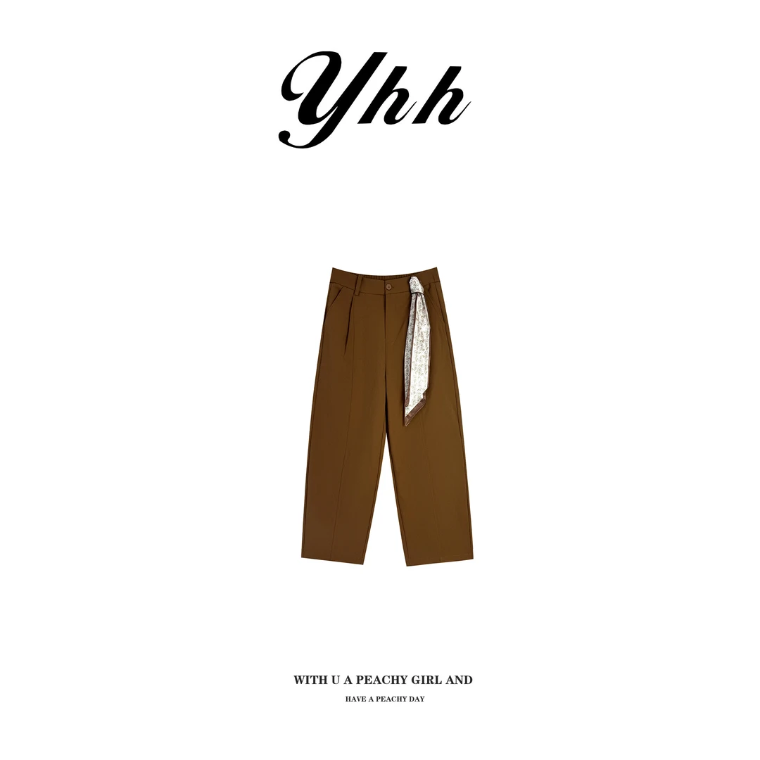 【余欢欢】秋季韩系简约时尚百搭丝巾弯刀裤-YHK50294