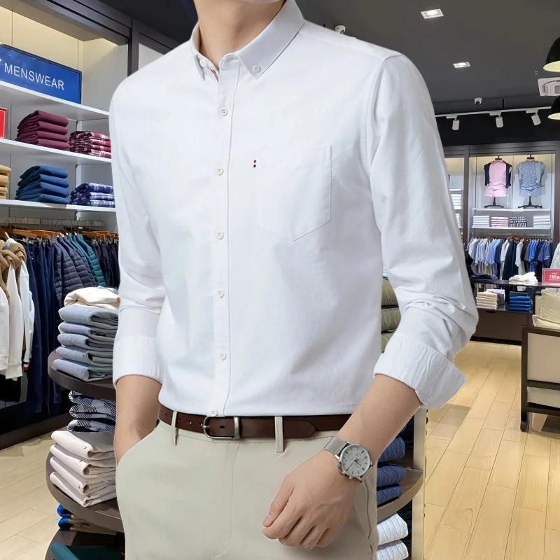 正品汤米希凯利100%纯棉长袖衬衫男士秋季商务休闲牛津纺男款衬衣