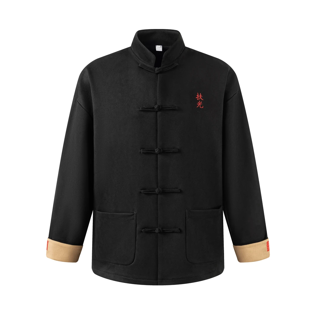 刺绣中国风盘扣国潮唐装夹克情侣外套男复古中式秋冬立领jk65