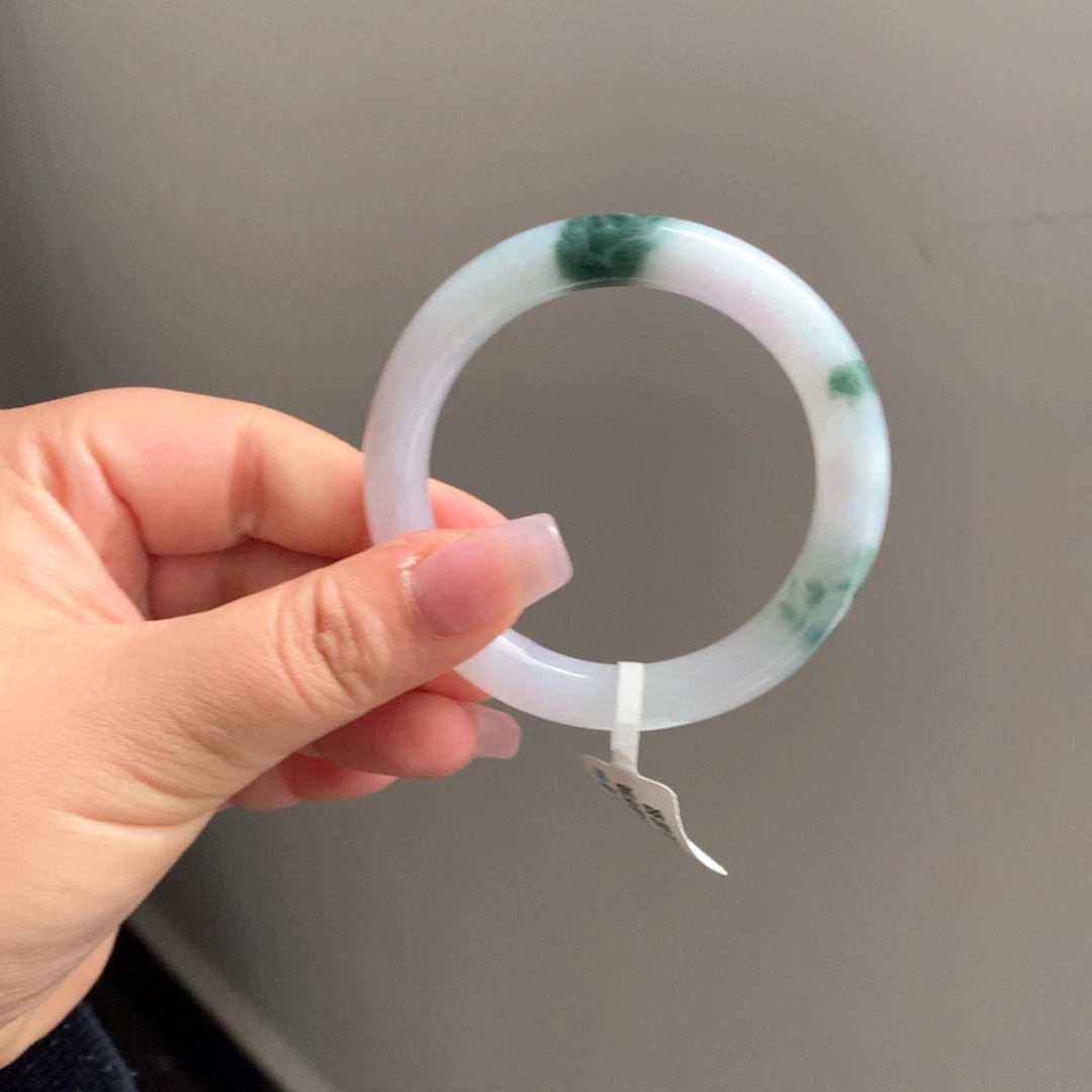 翡翠手镯未镶嵌11 52紫底飘花圆条