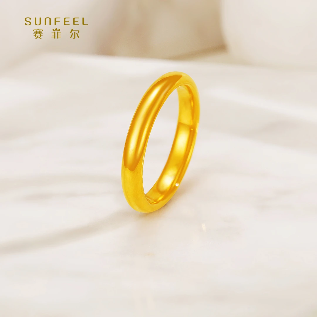 SUNFEEL/赛菲尔【二十三店】足金5D金平底鼓面光面戒指YJ00012