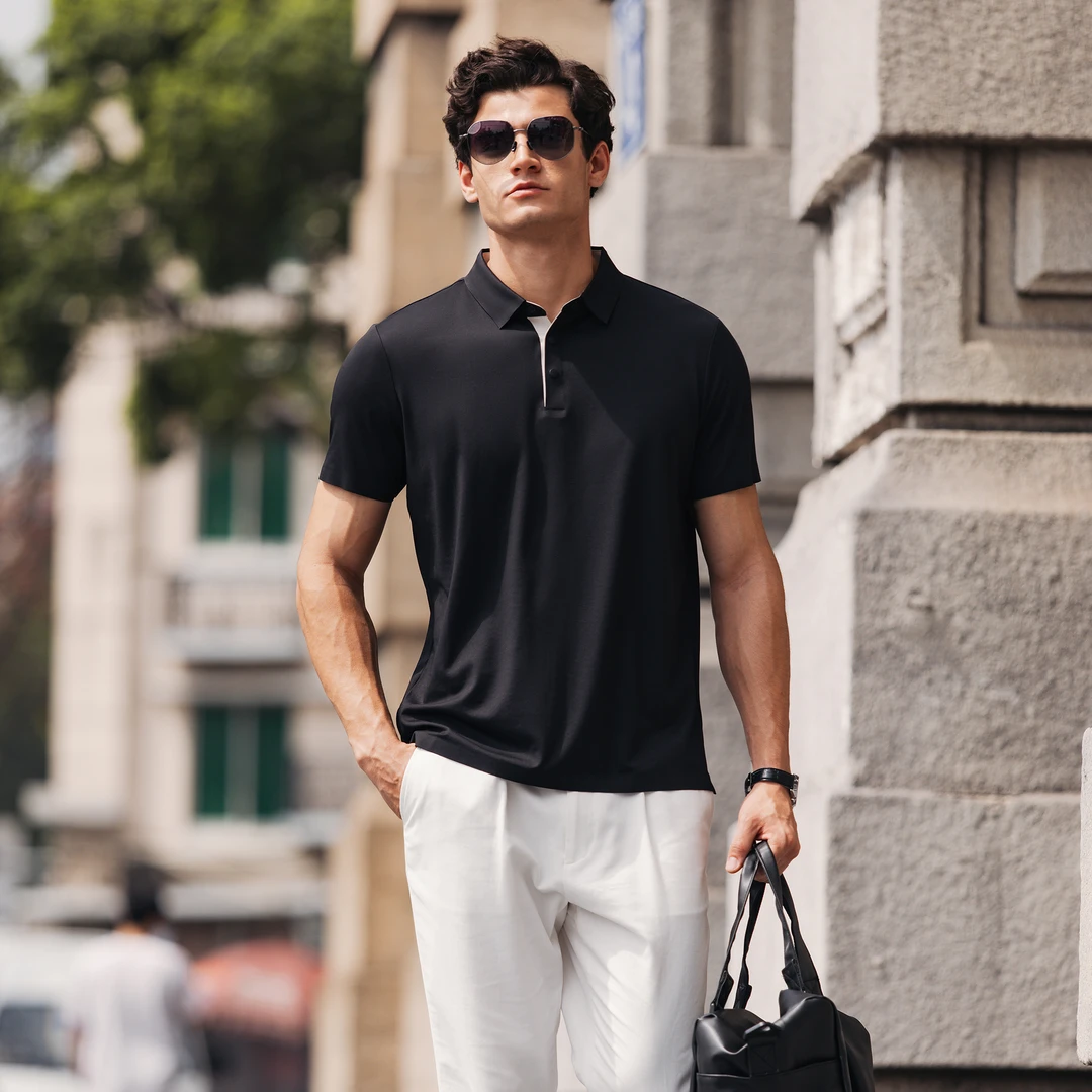 高档超薄冰丝凉感男士速干衣2025夏新款7A抗菌短袖男款polo衫t恤