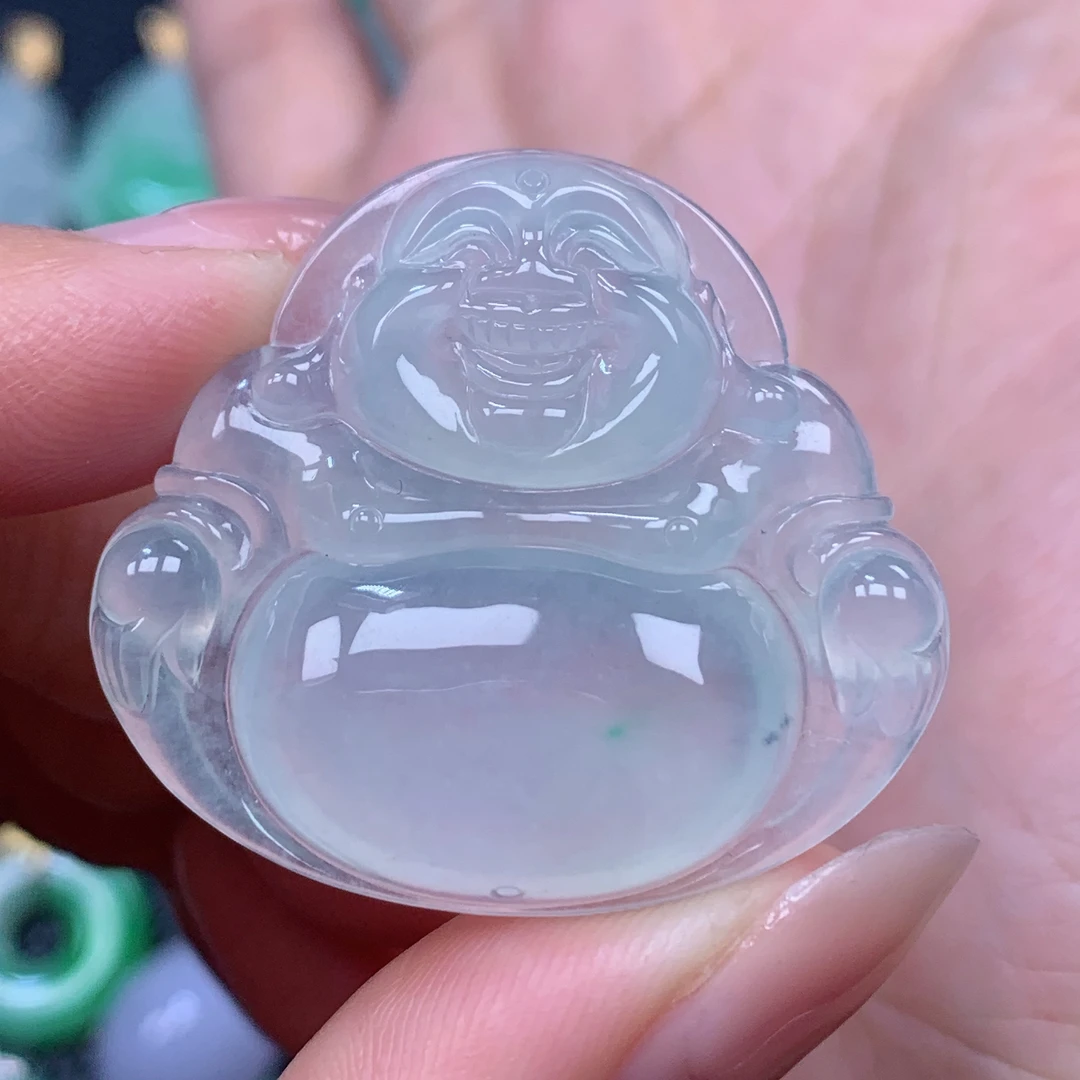 缅甸天然翡翠a货冰种大佛公吊坠36×32.5×6.2