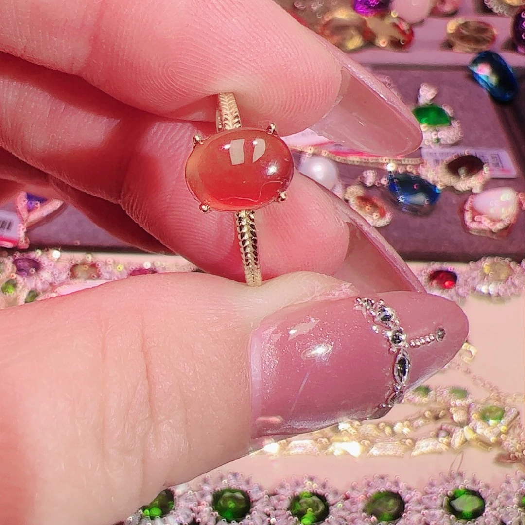 石榴石（芬达石）戒指银S925镶嵌