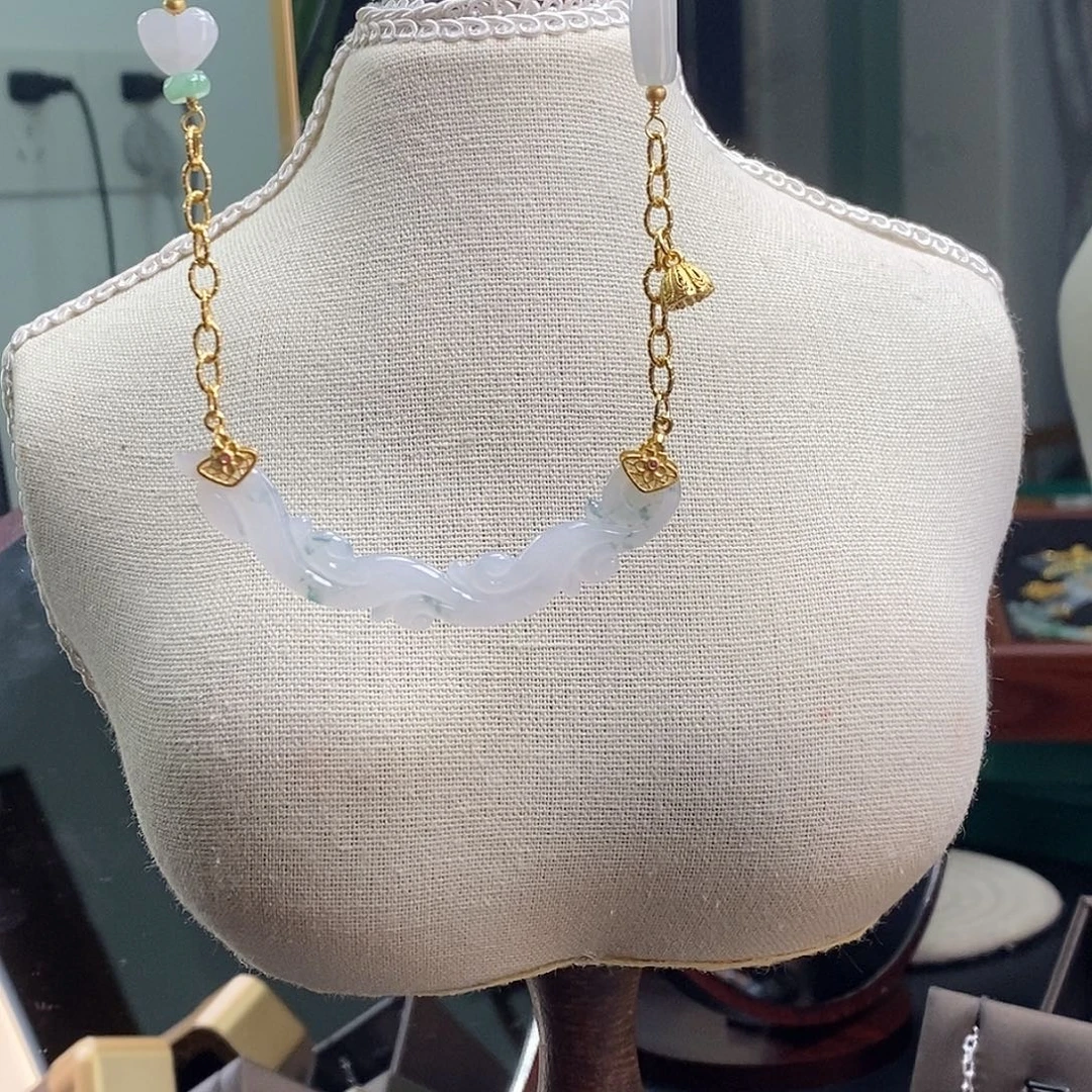 翡翠银S925镶嵌颈饰12832