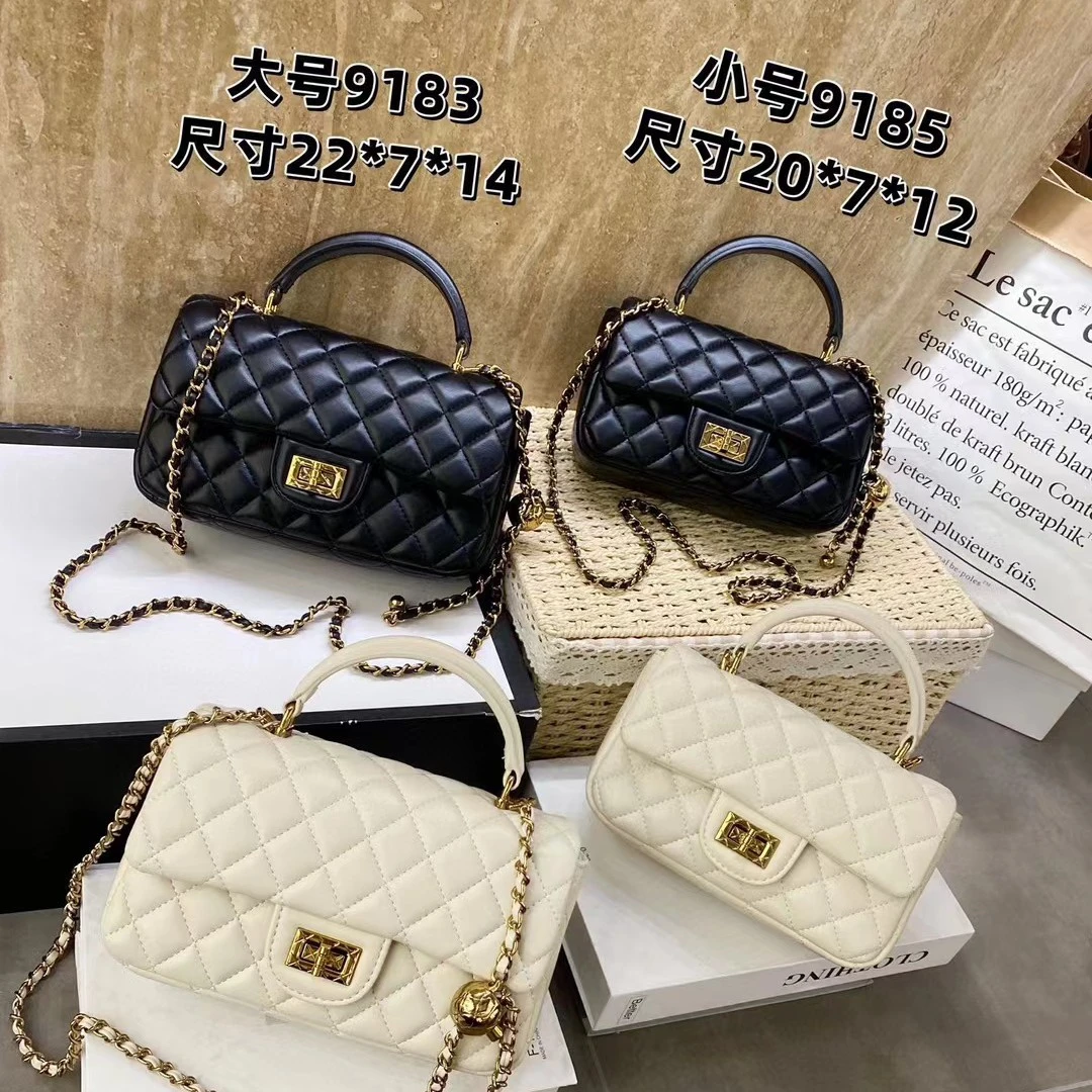 9185小众设计包包新款小香风真皮女包斜挎包菱格包鱼子酱