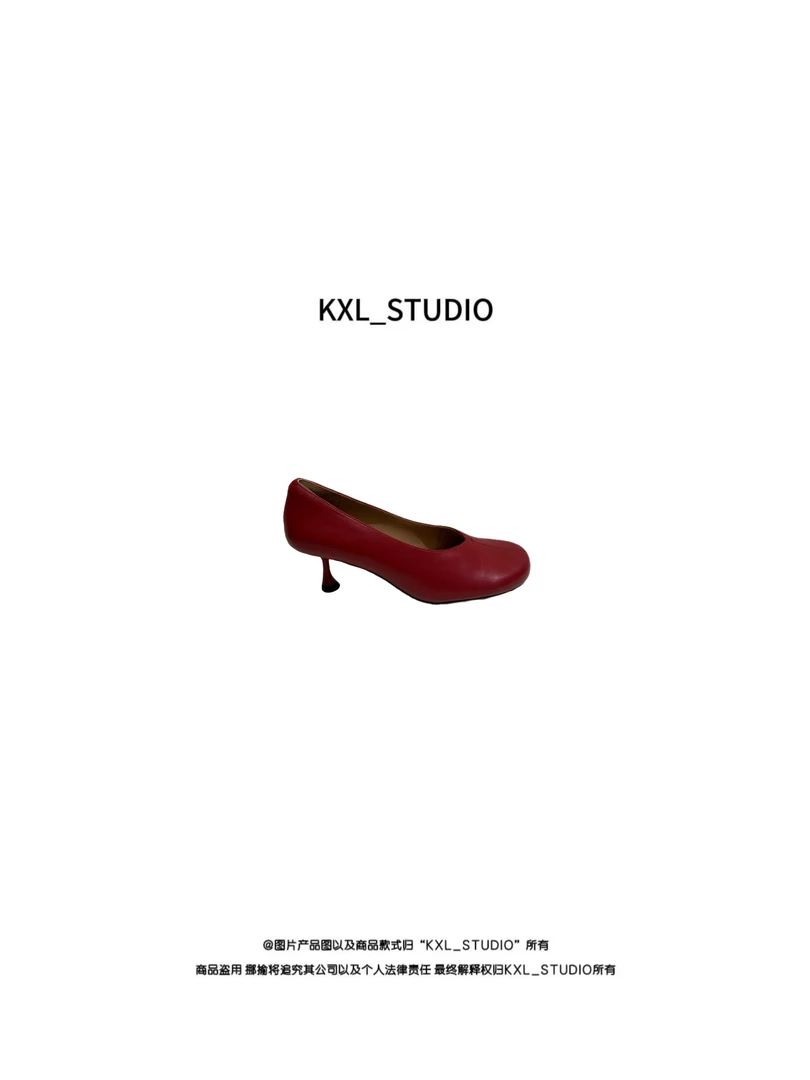 KXL-STUDIO【KELE精选】“罂栗红”羊皮中跟女鞋0996