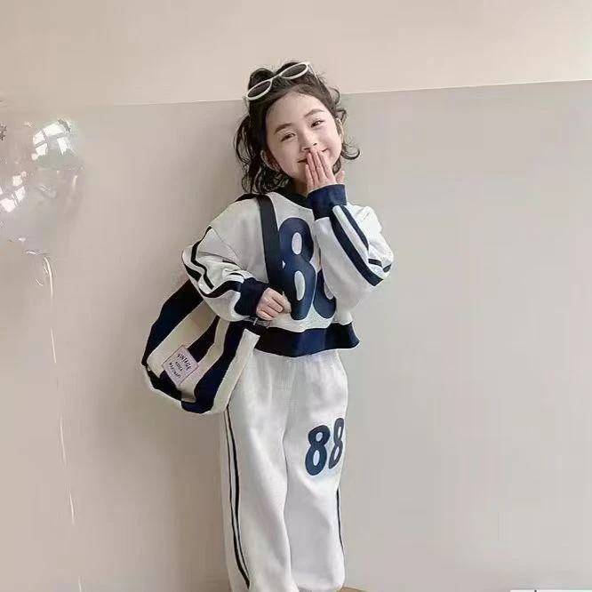 儿童卫衣春秋款撞色运动套装2025新款休闲时尚洋气卫衣两件套宝宝