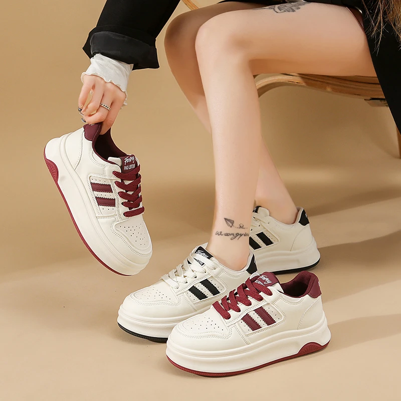 天花板品质女鞋加绒保暖时尚运动休闲板鞋2025新款厚底小白鞋百搭