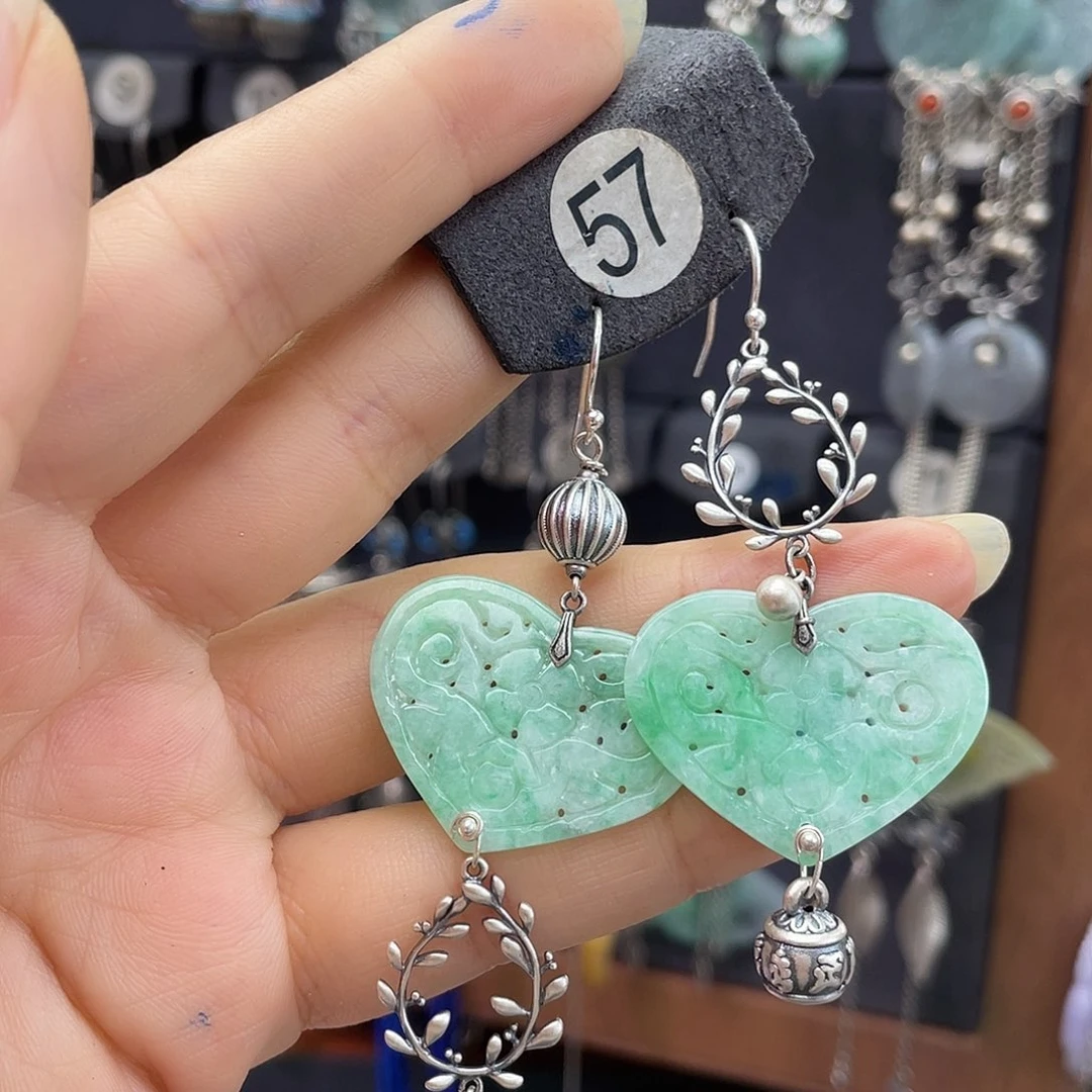 臻***喜翡翠银S925镶嵌耳饰735ghhhgh