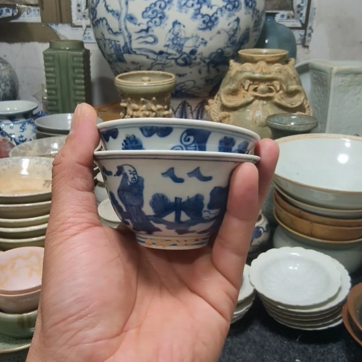 紫砂茶盘阿*青花小杯子一个全品