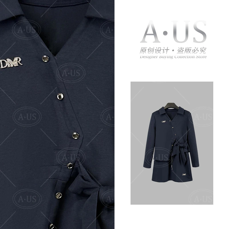 AUS-S040<秋季系列>设计师款I宽松版大码针织长袖套装休闲百搭