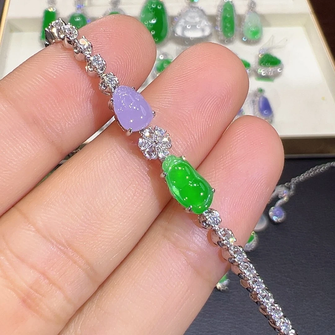 翡翠18K金镶嵌手链