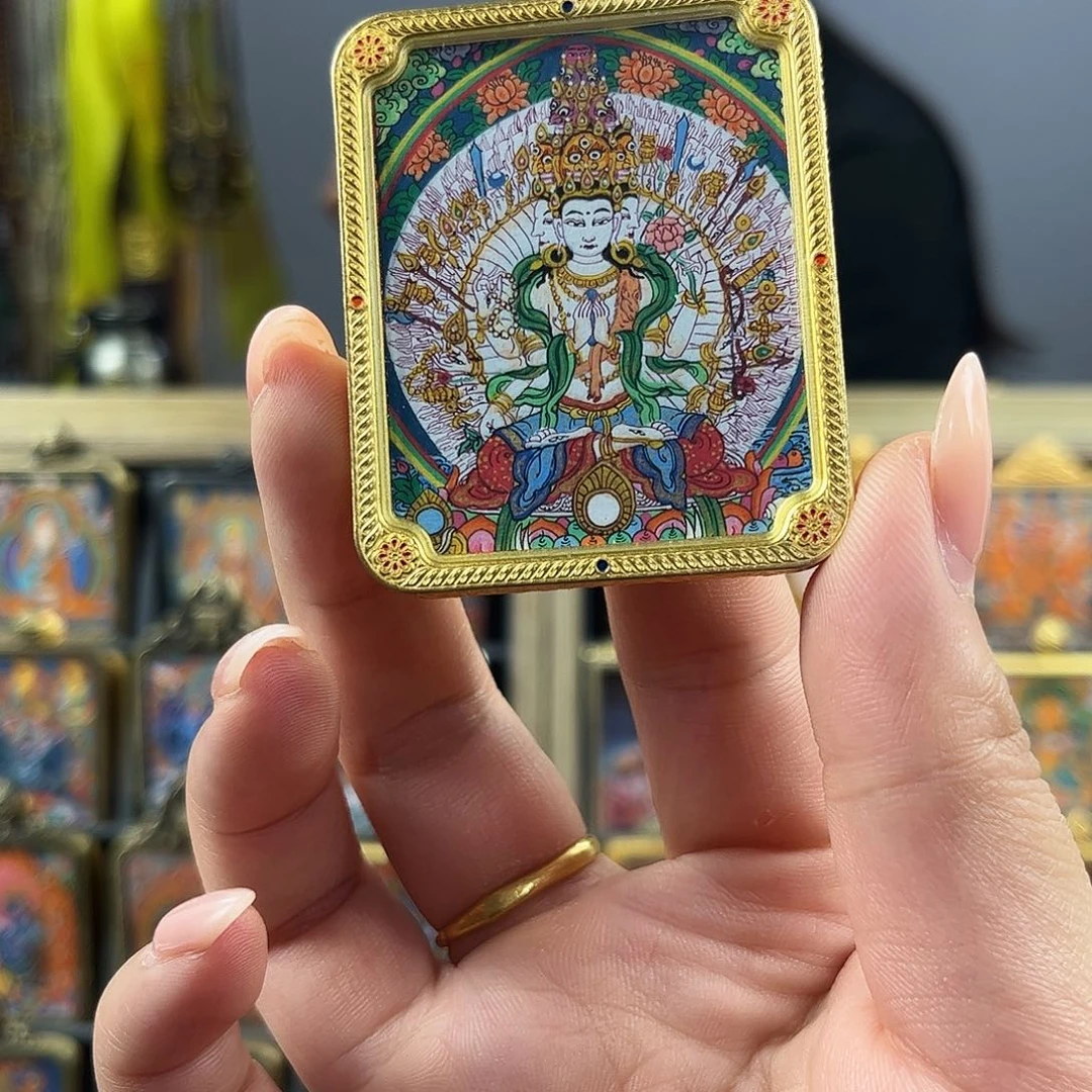 吊坠手绘千手观观唐卡