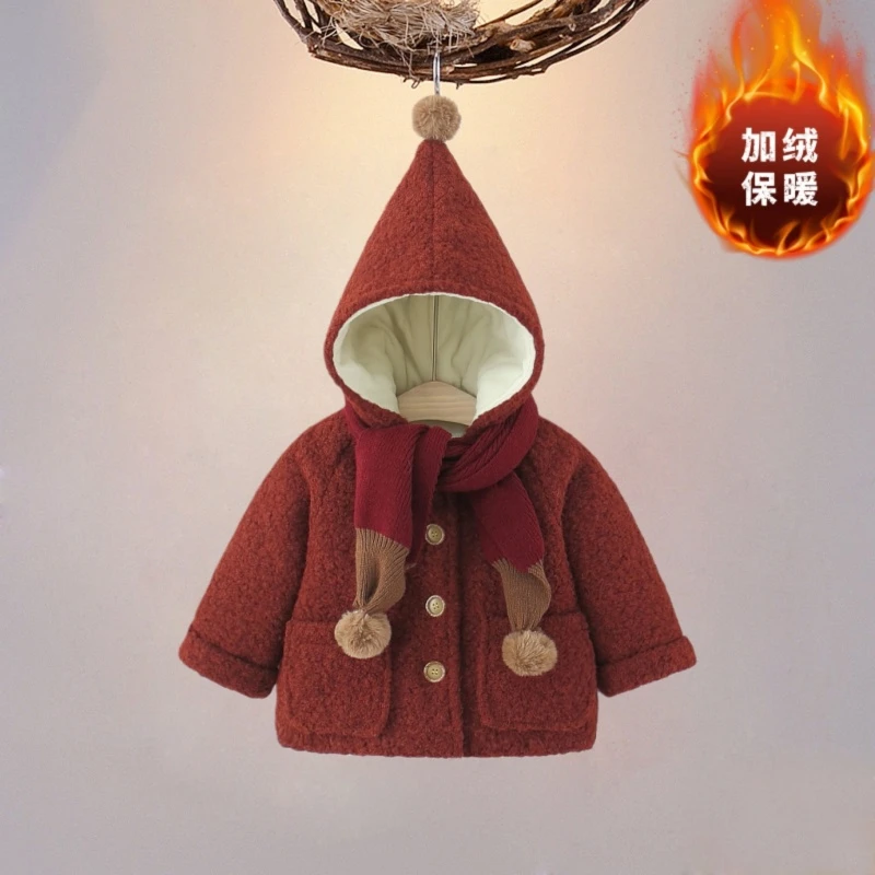 女童冬装连帽加厚棉服秋冬季新款婴儿洋气保暖外套小宝宝加绒棉衣