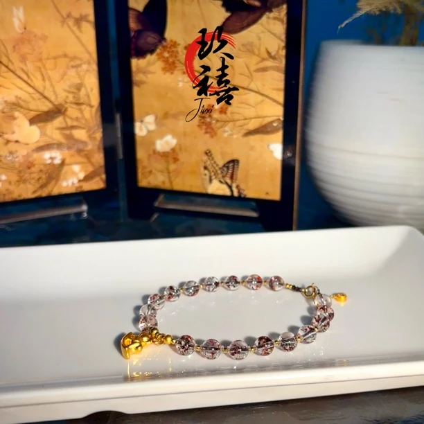 【二妹推荐】18k金玻璃体黑樱花手链 0801 A22603803 多样性发一