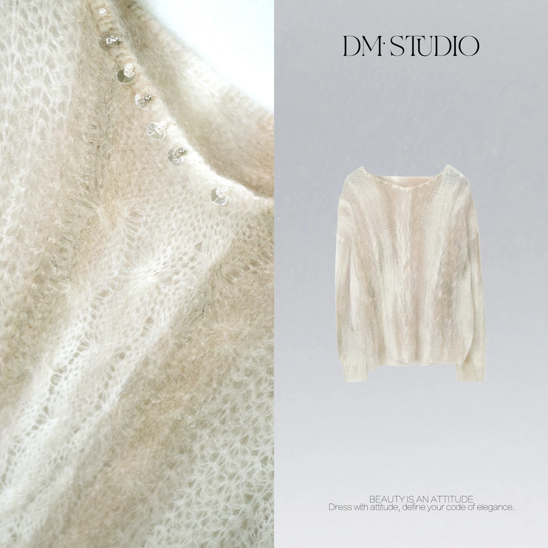 DEDM•STUDIO/精致感镂空慵懒钉钻马海毛混纺毛衣2510ZZS/77-8811