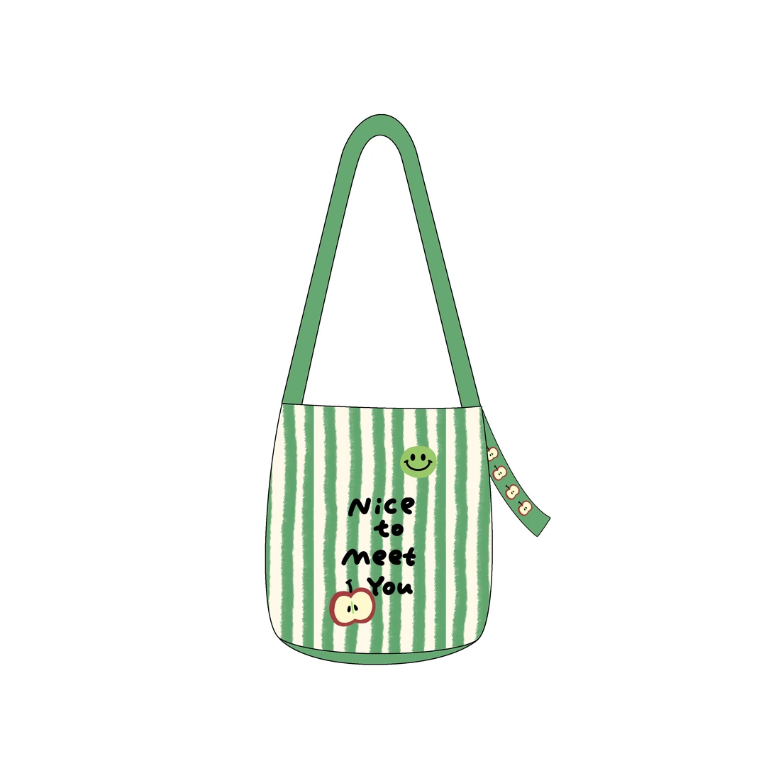 艺术鸭原创 百搭时尚条纹苹果飘带多用水桶单肩斜跨手提通勤