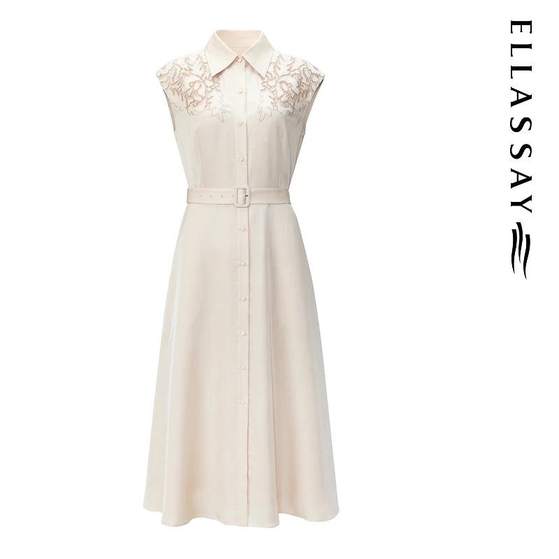 ELLASSAY歌力思2025夏季新款三醋纤优雅通勤连衣裙EWD365Y25900