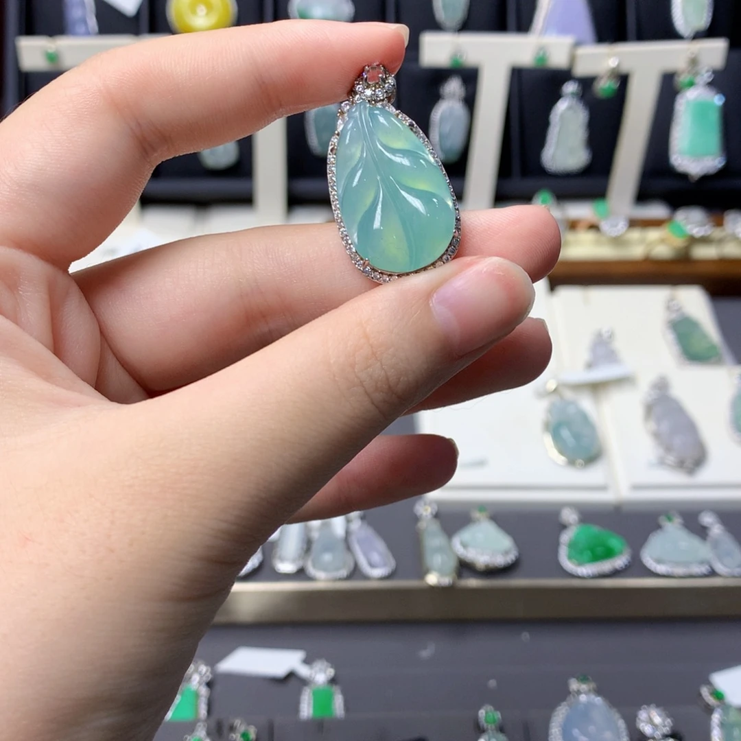 翡翠银S925镶嵌挂件