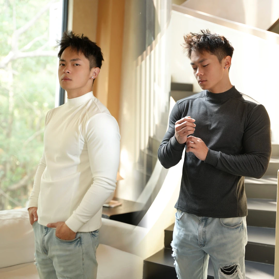 JKSX男升级德绒保暖修身半高领长袖打底长T运动健身显大高弹打底