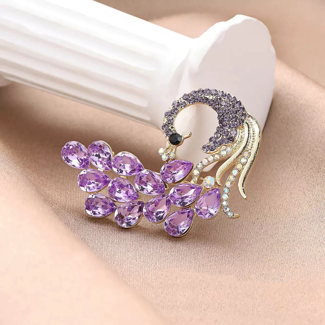 合金胸针 锌合金胸针紫色孔雀气质优雅胸花#4