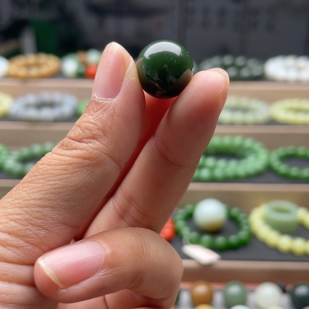 未镶嵌手链和田玉14碧玉菠菜绿