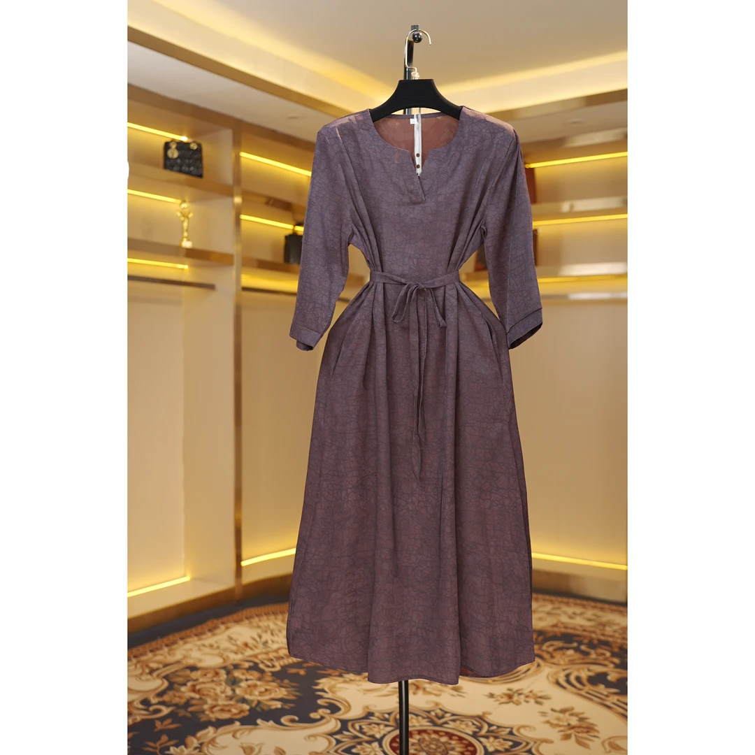 1801-14a高端国风1龟裂纹传承气质连衣裙