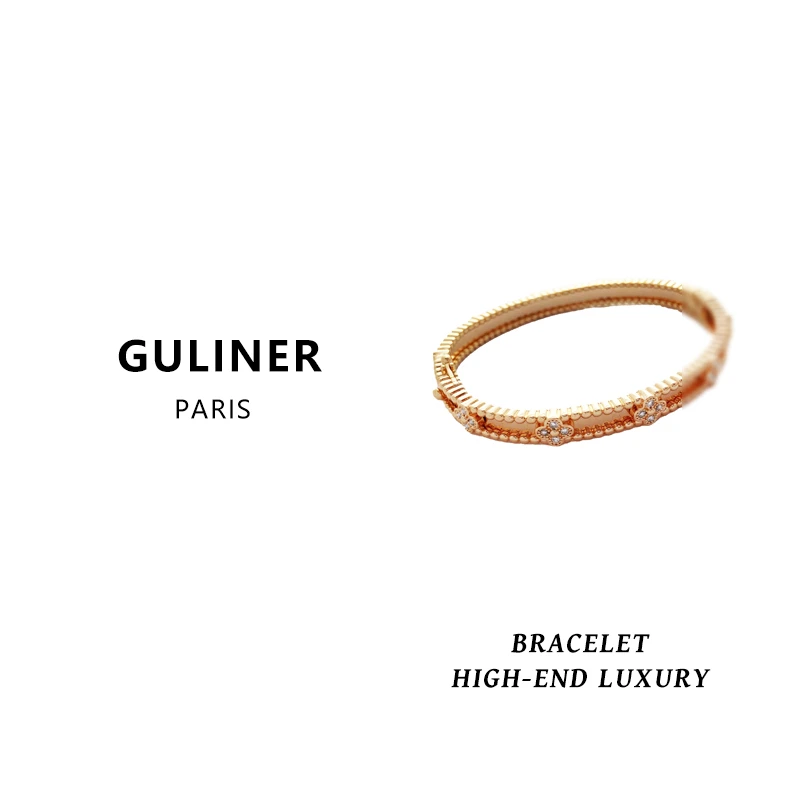 铜合金手镯 GL 镜面四叶手镯玫瑰金色时尚高级设计师款式 2248