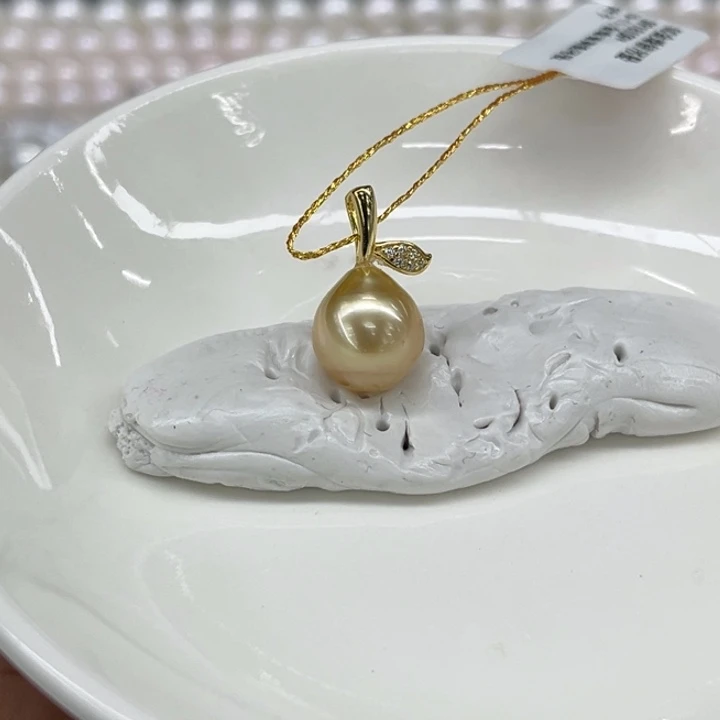 银S925镶嵌吊坠(不含链)海水珍珠10-11mm3号