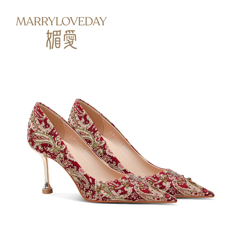香港红色秀禾婚鞋 绝美不累脚新娘婚鞋婚礼订婚高跟不累秀禾婚鞋