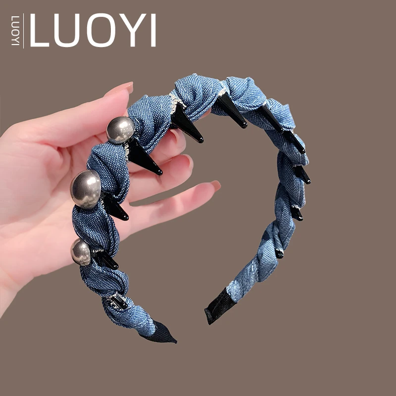 蓝色布艺带齿发箍女2025新款洗脸头箍日常外戴发饰高级感百搭头饰