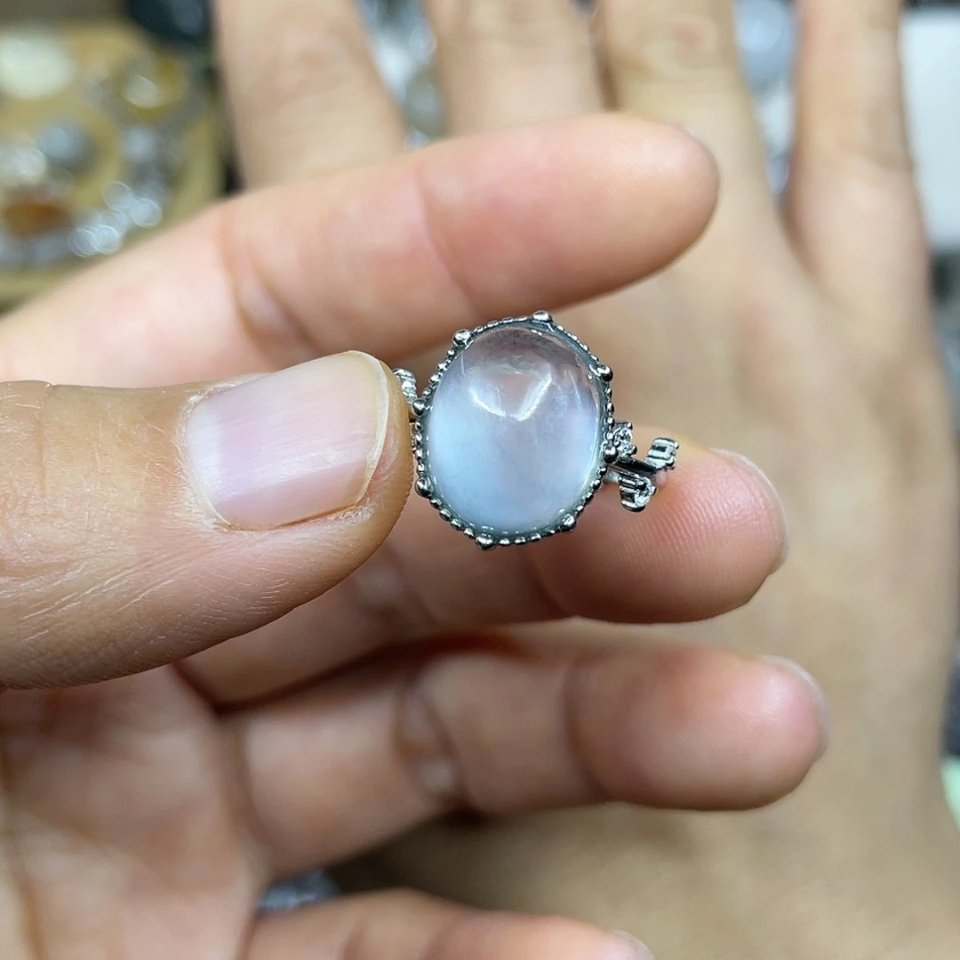 【闪购商品】银S925镶嵌珠宝半成品水晶戒指