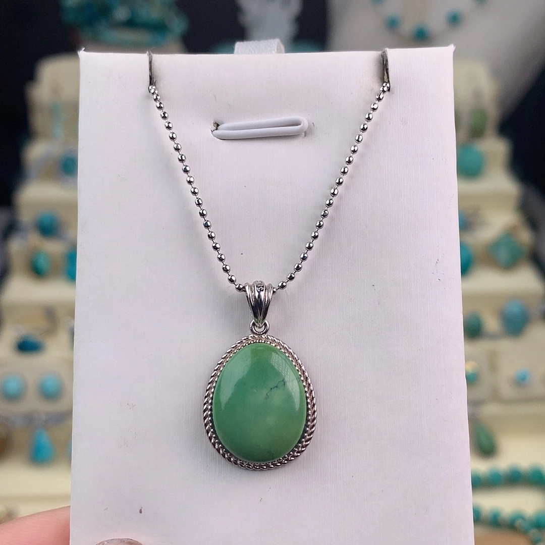 绿松石银S925镶嵌吊坠(不含链)